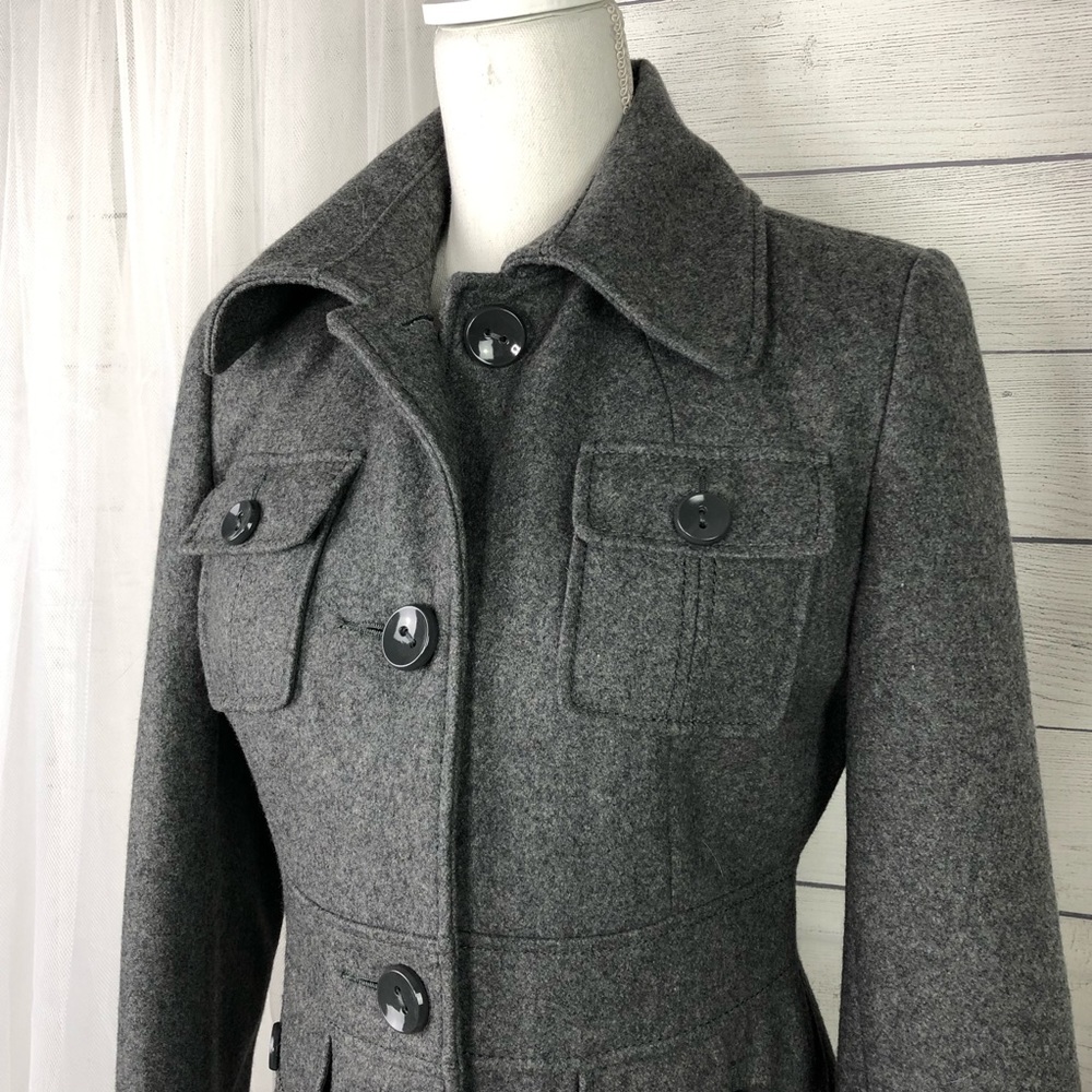 Kenneth Cole Reaction Long Gray Wool Coat sz 4
